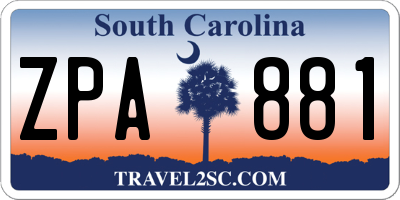 SC license plate ZPA881