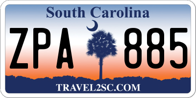 SC license plate ZPA885