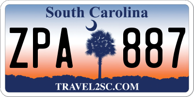 SC license plate ZPA887