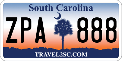 SC license plate ZPA888
