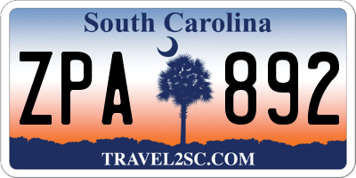 SC license plate ZPA892