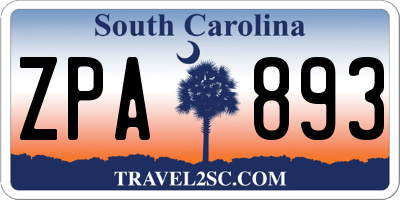 SC license plate ZPA893