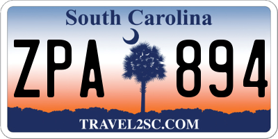 SC license plate ZPA894