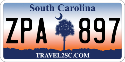 SC license plate ZPA897