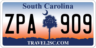 SC license plate ZPA909