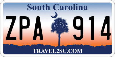 SC license plate ZPA914