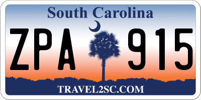 SC license plate ZPA915