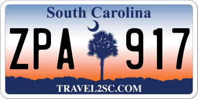 SC license plate ZPA917