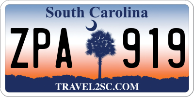 SC license plate ZPA919
