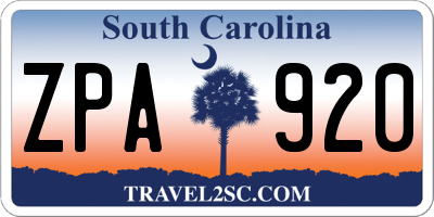 SC license plate ZPA920