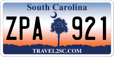 SC license plate ZPA921