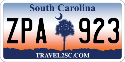 SC license plate ZPA923