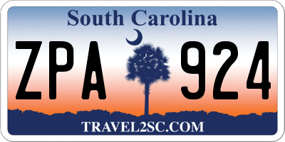 SC license plate ZPA924