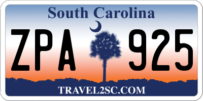 SC license plate ZPA925