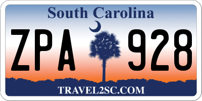 SC license plate ZPA928