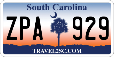 SC license plate ZPA929