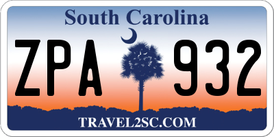 SC license plate ZPA932