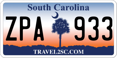 SC license plate ZPA933