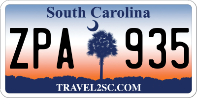 SC license plate ZPA935
