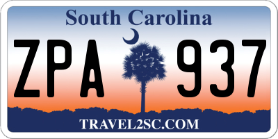 SC license plate ZPA937