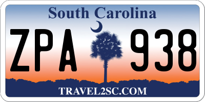 SC license plate ZPA938