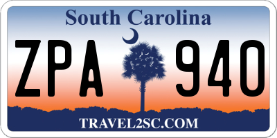 SC license plate ZPA940