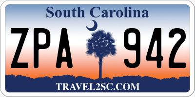 SC license plate ZPA942