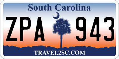 SC license plate ZPA943