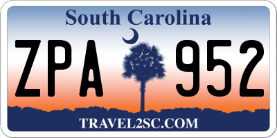 SC license plate ZPA952