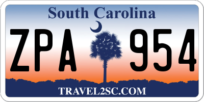 SC license plate ZPA954