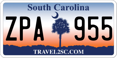 SC license plate ZPA955