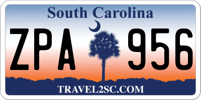SC license plate ZPA956