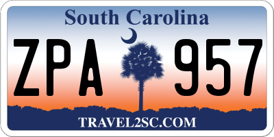 SC license plate ZPA957