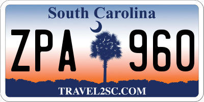 SC license plate ZPA960