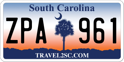 SC license plate ZPA961