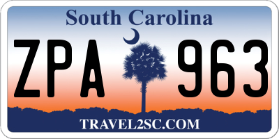 SC license plate ZPA963