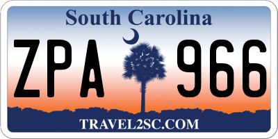 SC license plate ZPA966