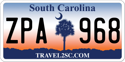SC license plate ZPA968