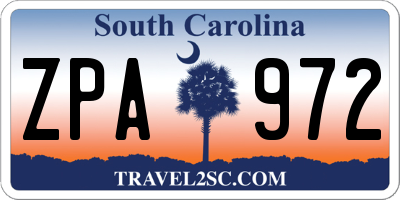 SC license plate ZPA972