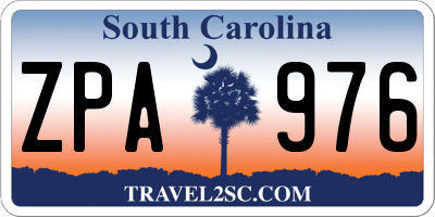 SC license plate ZPA976