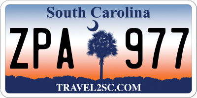 SC license plate ZPA977