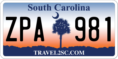 SC license plate ZPA981