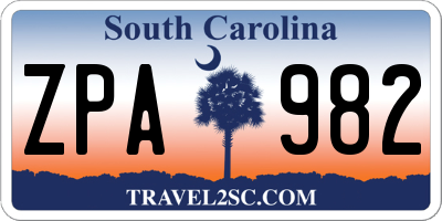 SC license plate ZPA982