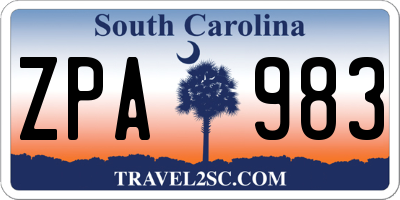 SC license plate ZPA983