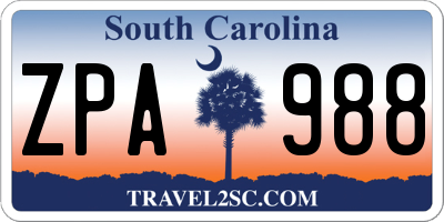 SC license plate ZPA988