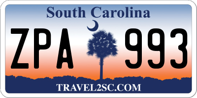 SC license plate ZPA993
