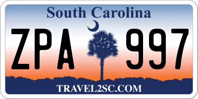 SC license plate ZPA997