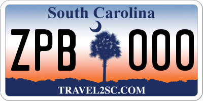 SC license plate ZPB000