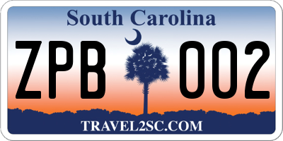 SC license plate ZPB002