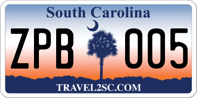 SC license plate ZPB005